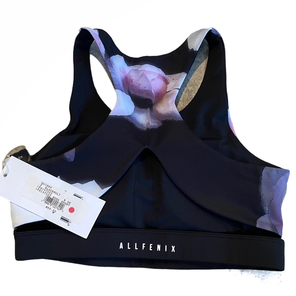 ALL FENIX NWT ROSA SPORTS BRA BLACK MULTI FLORAL - Picture 2 of 4